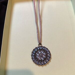 Pendant on leather cord! 18” 🦋💙